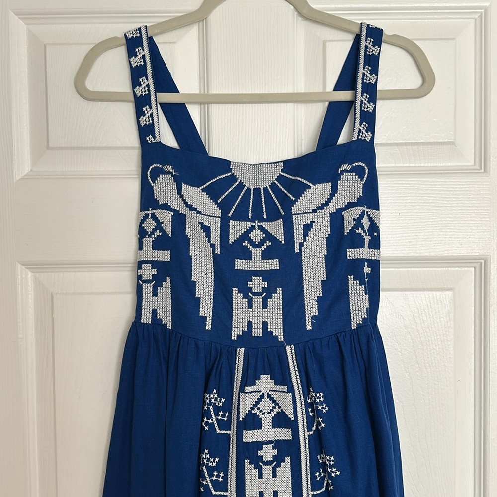 Farm Rio Blue White Motif Dress Size XS